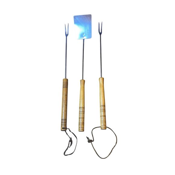 Vintage Androck Spatula Forks Grill Tools Wood Handle 19”Long Stainless Steel - Picture 4 of 13